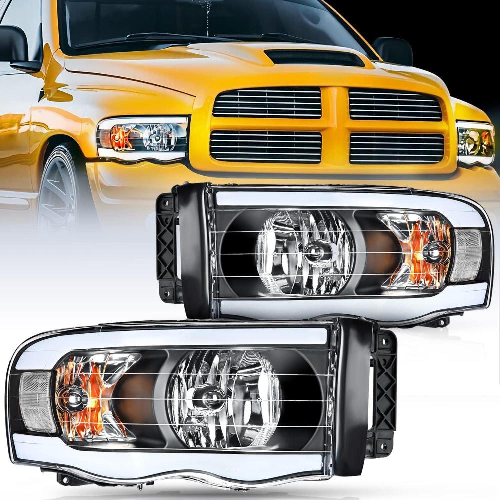 imageNilight Taillight Assembly Compatible with 2002 2003 2004 2005 2006 Dodge Ram 1500 2500 3500 Rear Lamp Replacement OE Style Driver SideBlack Housing  Clear Reflector DRL