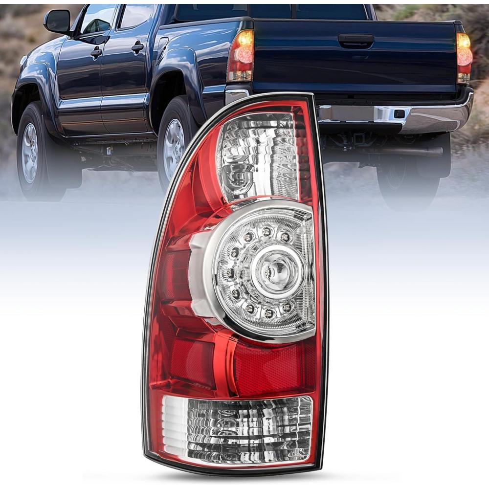 imageNilight Taillight Assembly Compatible with 2005 2006 2007 2008 2009 2010 2011 2012 2013 2014 2015 Toyota Tacoma Rear Tail Light Lamp Replacement LED Lens Passenger SideRedDriver Side
