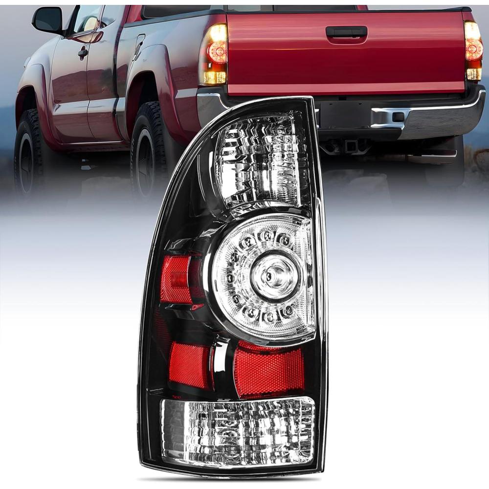 imageNilight Taillight Assembly Compatible with 2005 2006 2007 2008 2009 2010 2011 2012 2013 2014 2015 Toyota Tacoma Rear Tail Light Lamp Replacement LED Lens Passenger SideBlackDriver Side