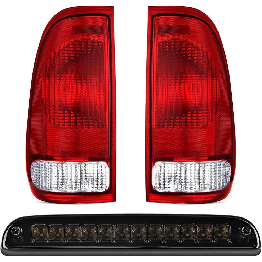 imageNilight Taillight Assembly Compatible with Ford 1997 1998 1999 2000 2001 2002 2003 2004 2005 2006 2007 Ford F150 Styleside F250 F350 F450 F550 Super Duty Dark Red Rear Lamp OE StyleRed w3rd Brake Light