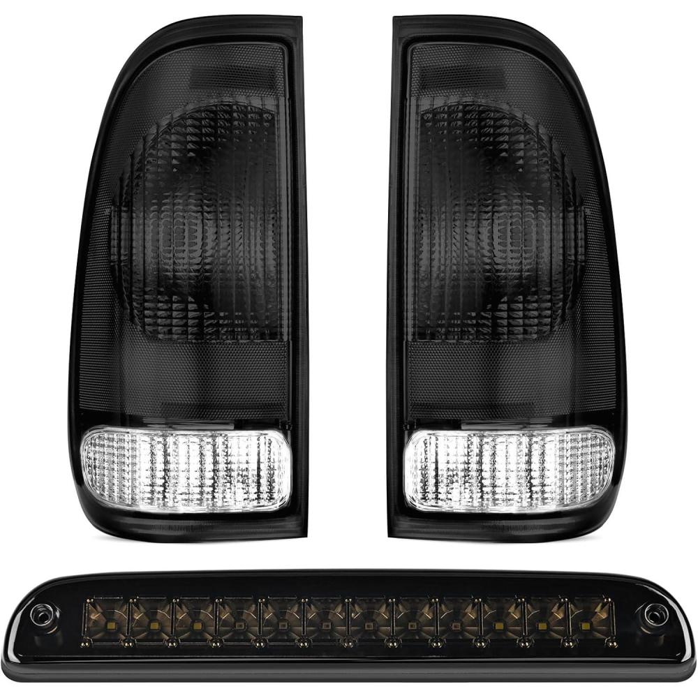 imageNilight Taillight Assembly Compatible with Ford 1997 1998 1999 2000 2001 2002 2003 2004 2005 2006 2007 Ford F150 Styleside F250 F350 F450 F550 Super Duty Dark Red Rear Lamp OE StyleSmoke w3rd Brake Light