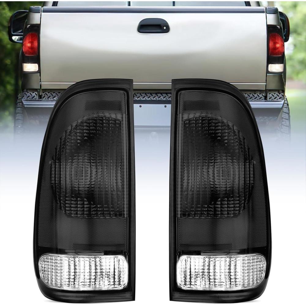 imageNilight Taillight Assembly Compatible with Ford 1997 1998 1999 2000 2001 2002 2003 2004 2005 2006 2007 Ford F150 Styleside F250 F350 F450 F550 Super Duty Dark Red Rear Lamp OE StyleSmokePair