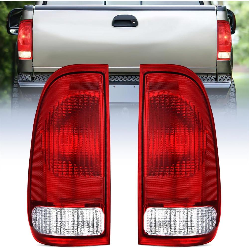 imageNilight Taillight Assembly Compatible with Ford 1997 1998 1999 2000 2001 2002 2003 2004 2005 2006 2007 Ford F150 Styleside F250 F350 F450 F550 Super Duty Dark Red Rear Lamp OE StyleRedPair