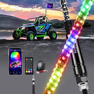 imageNilight RGB Whip Light 1PC 4FT Lighted Antenna Whips with Remote ampamp App Control DIY Chasing Patterns Brake Reverse Lights for ATV UTV Polaris RZR Canam Dune Buggy Pickup Trucks Jeep
