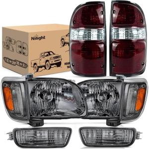 imageNilight Taillight Assembly Compatible with 2001 2002 2003 2004 Toyota Tacoma Rear Lamp Replacement OE Style Driver SideSmoke Lens Amber Reflector wTailight