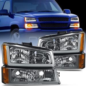 imageNilight Taillight Assembly Compatible with 2003 2004 2005 2006 Chevy Silverado 1500 1500HD 2500 2500HD 3500 2007 Chevrolet Classic OE Style Taillight Rear Lamp Driver and Passenger Side wBulbsSmoke Chrome Housing  Amber Reflector DRL