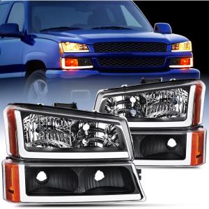 imageNilight Taillight Assembly Compatible with 2003 2004 2005 2006 Chevy Silverado 1500 1500HD 2500 2500HD 3500 2007 Chevrolet Classic OE Style Taillight Rear Lamp Driver and Passenger Side wBulbsBlack Housing  Amber Reflector DRL