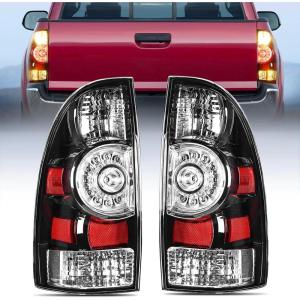 imageNilight Taillight Assembly Compatible with 2005 2006 2007 2008 2009 2010 2011 2012 2013 2014 2015 Toyota Tacoma Rear Tail Light Lamp Replacement LED Lens Passenger SideBlackPair