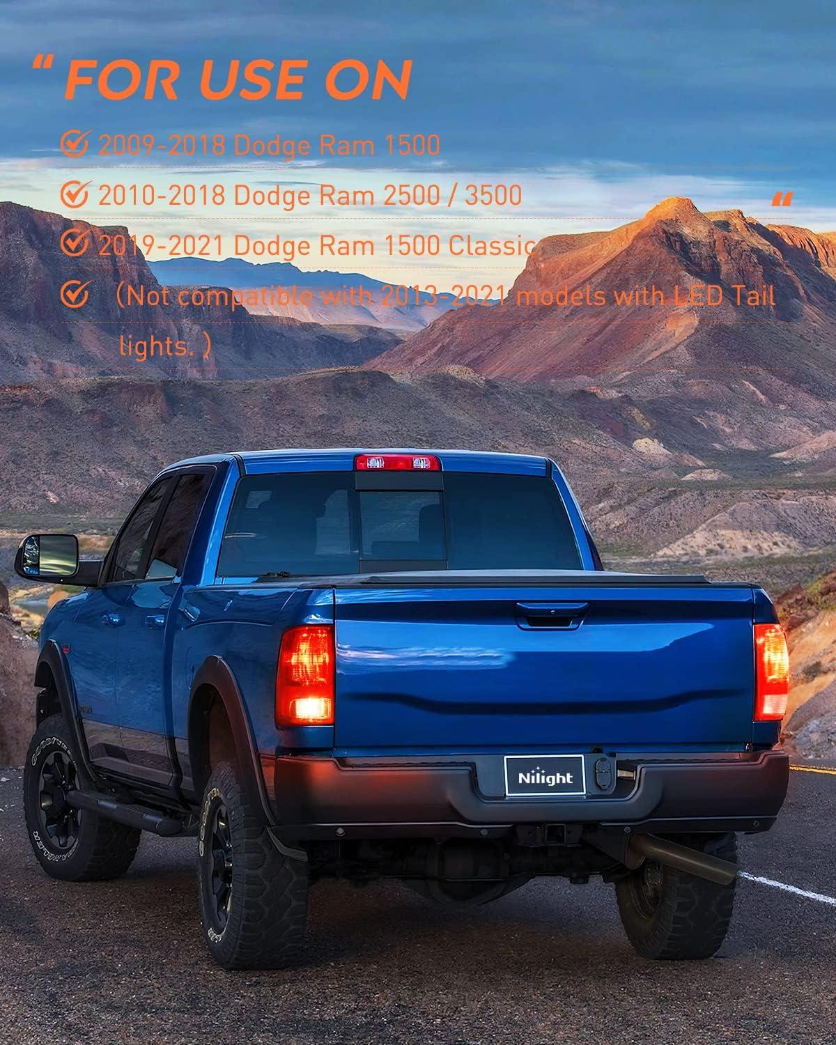 imageNilight Passenger Side Taillight Assembly for 2009 2010 2011 2012 2013 2014 2015 2016 2017 2018 Dodge Ram 1500 2500 3500 Rear Lamp Replacement OE Style wBulbs and Harness RightRedDriver Side