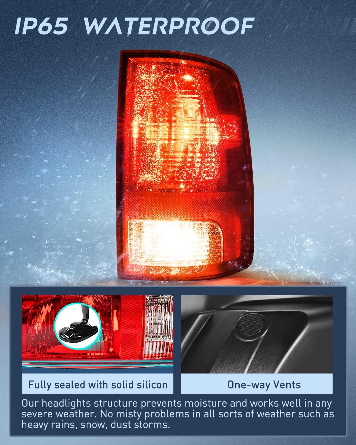 imageNilight Passenger Side Taillight Assembly for 2009 2010 2011 2012 2013 2014 2015 2016 2017 2018 Dodge Ram 1500 2500 3500 Rear Lamp Replacement OE Style wBulbs and Harness RightRedPassenger Side
