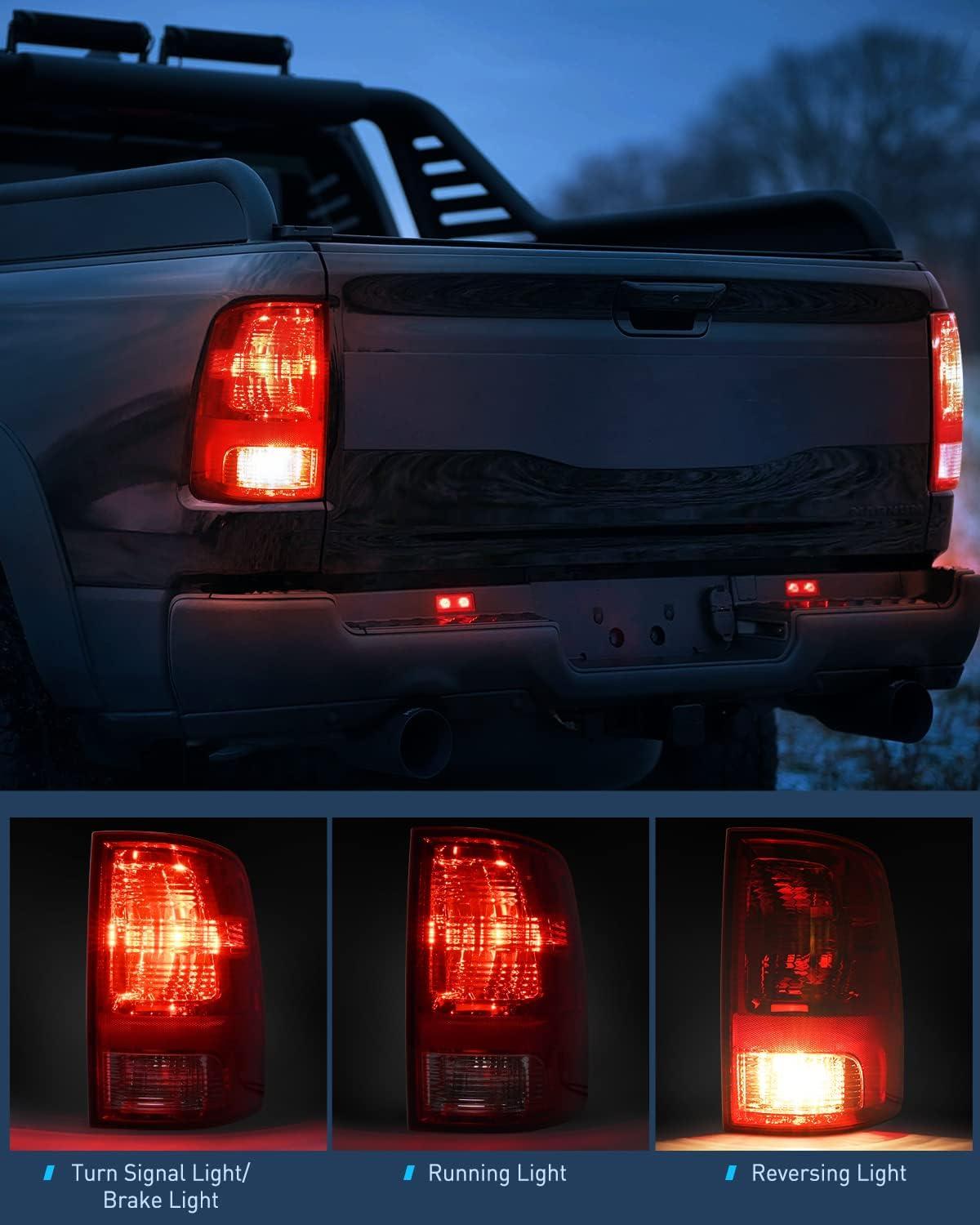 imageNilight Passenger Side Taillight Assembly for 2009 2010 2011 2012 2013 2014 2015 2016 2017 2018 Dodge Ram 1500 2500 3500 Rear Lamp Replacement OE Style wBulbs and Harness RightChrome Housing  Amber Reflector wTailight