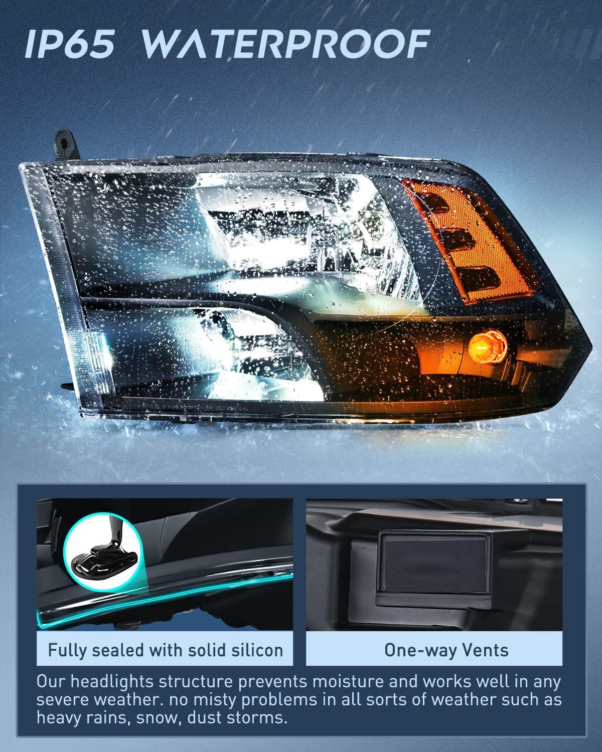 imageNilight Passenger Side Taillight Assembly for 2009 2010 2011 2012 2013 2014 2015 2016 2017 2018 Dodge Ram 1500 2500 3500 Rear Lamp Replacement OE Style wBulbs and Harness RightBlack Housing  Amber Reflector