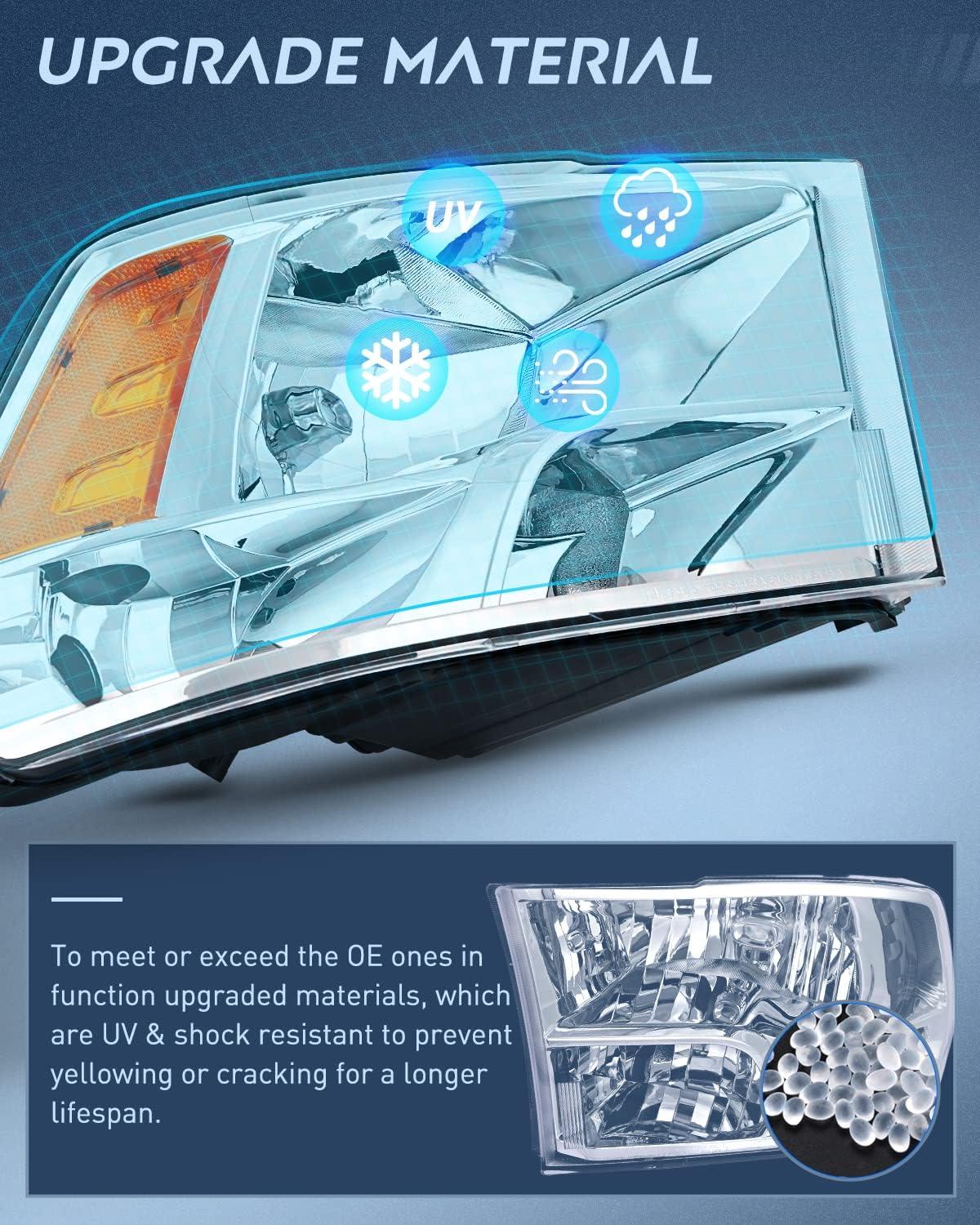 imageNilight Passenger Side Taillight Assembly for 2009 2010 2011 2012 2013 2014 2015 2016 2017 2018 Dodge Ram 1500 2500 3500 Rear Lamp Replacement OE Style wBulbs and Harness RightChrome Housing  Amber Reflector