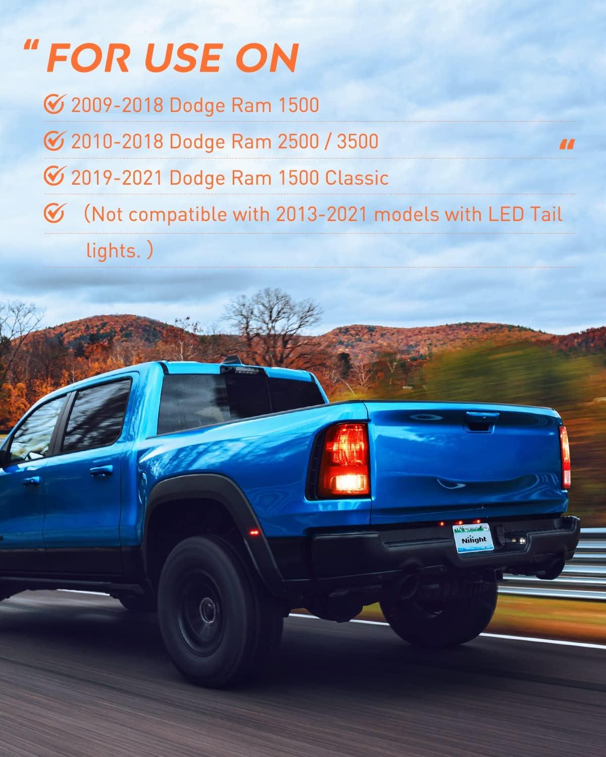 imageNilight Passenger Side Taillight Assembly for 2009 2010 2011 2012 2013 2014 2015 2016 2017 2018 Dodge Ram 1500 2500 3500 Rear Lamp Replacement OE Style wBulbs and Harness RightRed