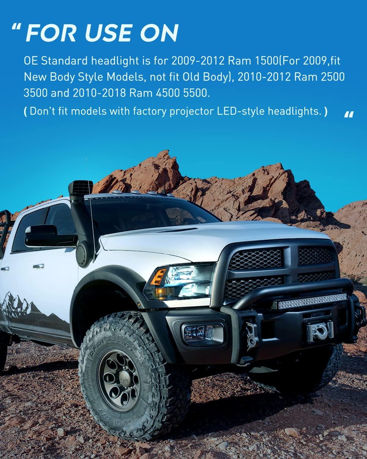 imageNilight Passenger Side Taillight Assembly for 2009 2010 2011 2012 2013 2014 2015 2016 2017 2018 Dodge Ram 1500 2500 3500 Rear Lamp Replacement OE Style wBulbs and Harness RightBlack Housing  Amber Reflector