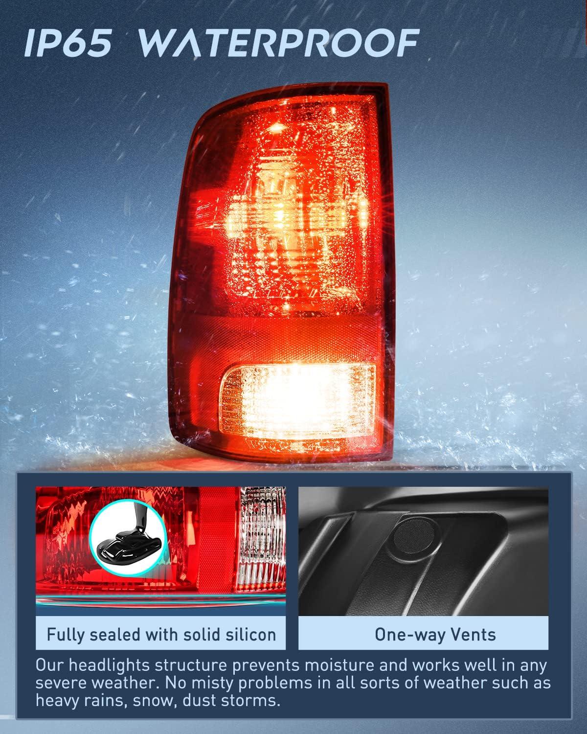 imageNilight Passenger Side Taillight Assembly for 2009 2010 2011 2012 2013 2014 2015 2016 2017 2018 Dodge Ram 1500 2500 3500 Rear Lamp Replacement OE Style wBulbs and Harness RightRedDriver Side