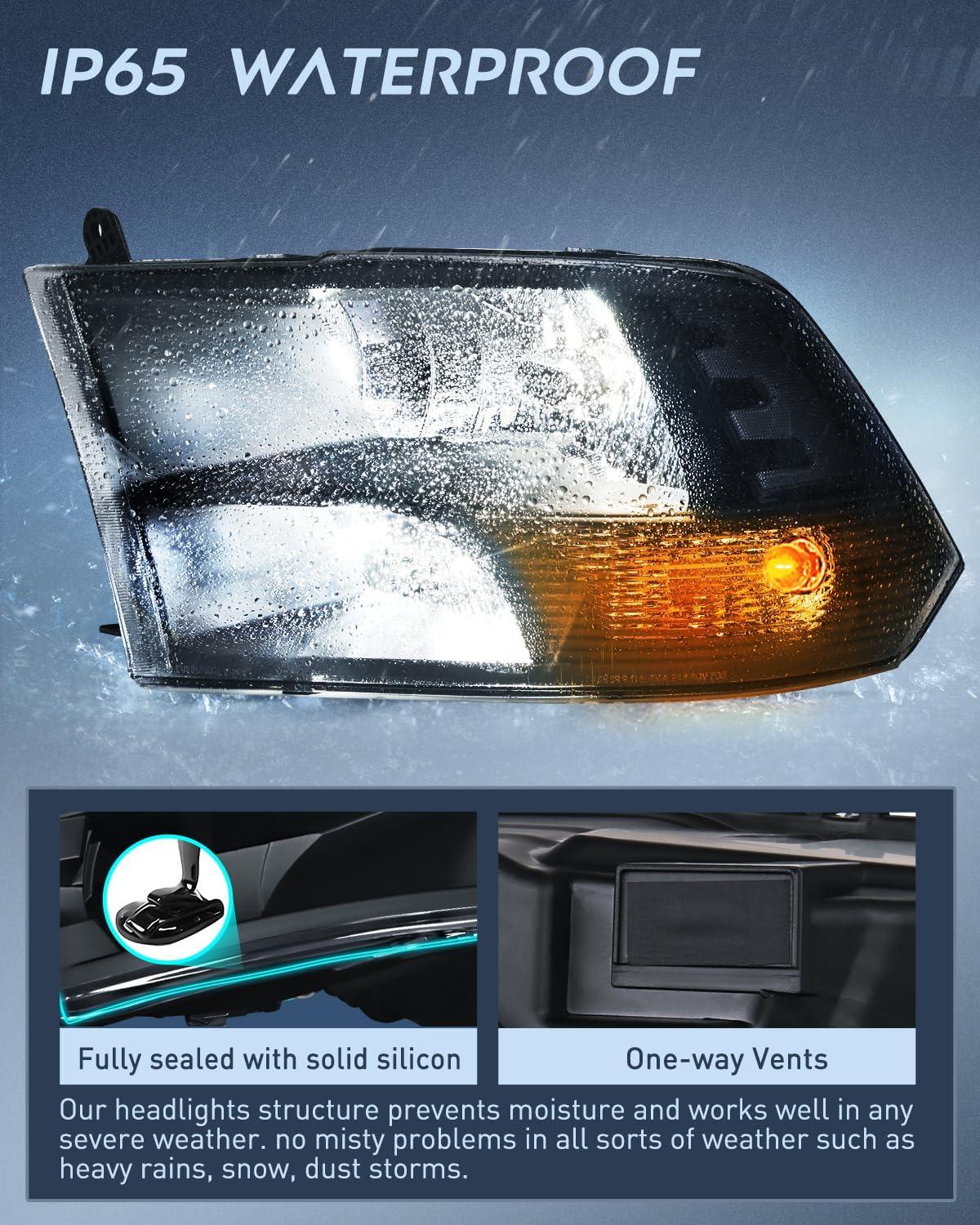 imageNilight Passenger Side Taillight Assembly for 2009 2010 2011 2012 2013 2014 2015 2016 2017 2018 Dodge Ram 1500 2500 3500 Rear Lamp Replacement OE Style wBulbs and Harness RightBlack Housing  Clear Reflector