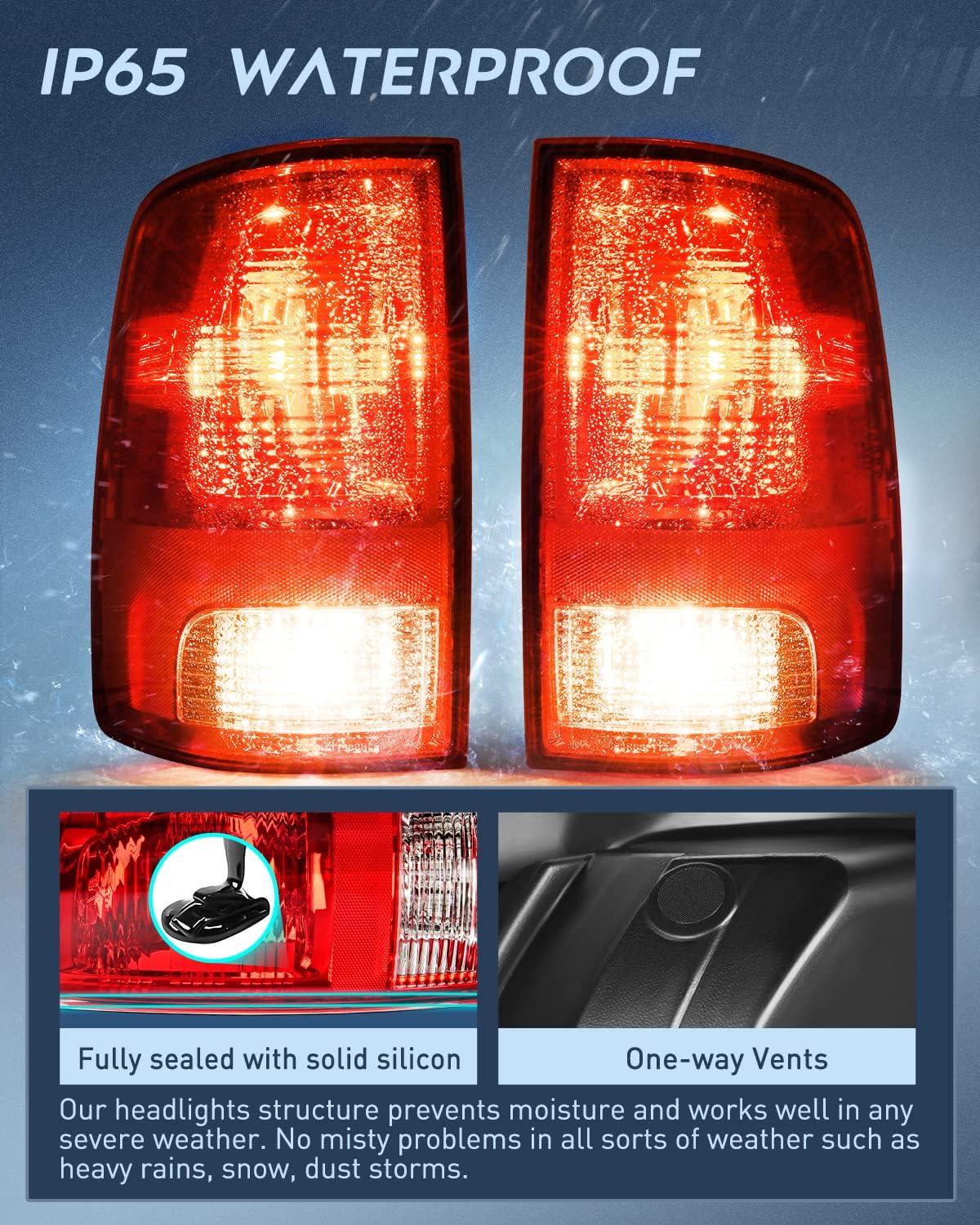 imageNilight Passenger Side Taillight Assembly for 2009 2010 2011 2012 2013 2014 2015 2016 2017 2018 Dodge Ram 1500 2500 3500 Rear Lamp Replacement OE Style wBulbs and Harness RightRed