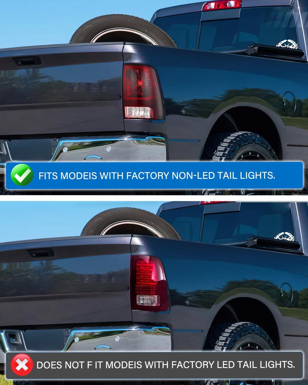imageNilight Passenger Side Taillight Assembly for 2009 2010 2011 2012 2013 2014 2015 2016 2017 2018 Dodge Ram 1500 2500 3500 Rear Lamp Replacement OE Style wBulbs and Harness RightBlack Housing  Amber Reflector wTaillight