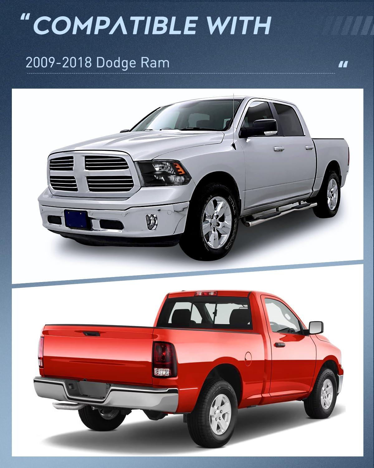 imageNilight Passenger Side Taillight Assembly for 2009 2010 2011 2012 2013 2014 2015 2016 2017 2018 Dodge Ram 1500 2500 3500 Rear Lamp Replacement OE Style wBulbs and Harness RightBlack Housing  Amber Reflector wTaillight