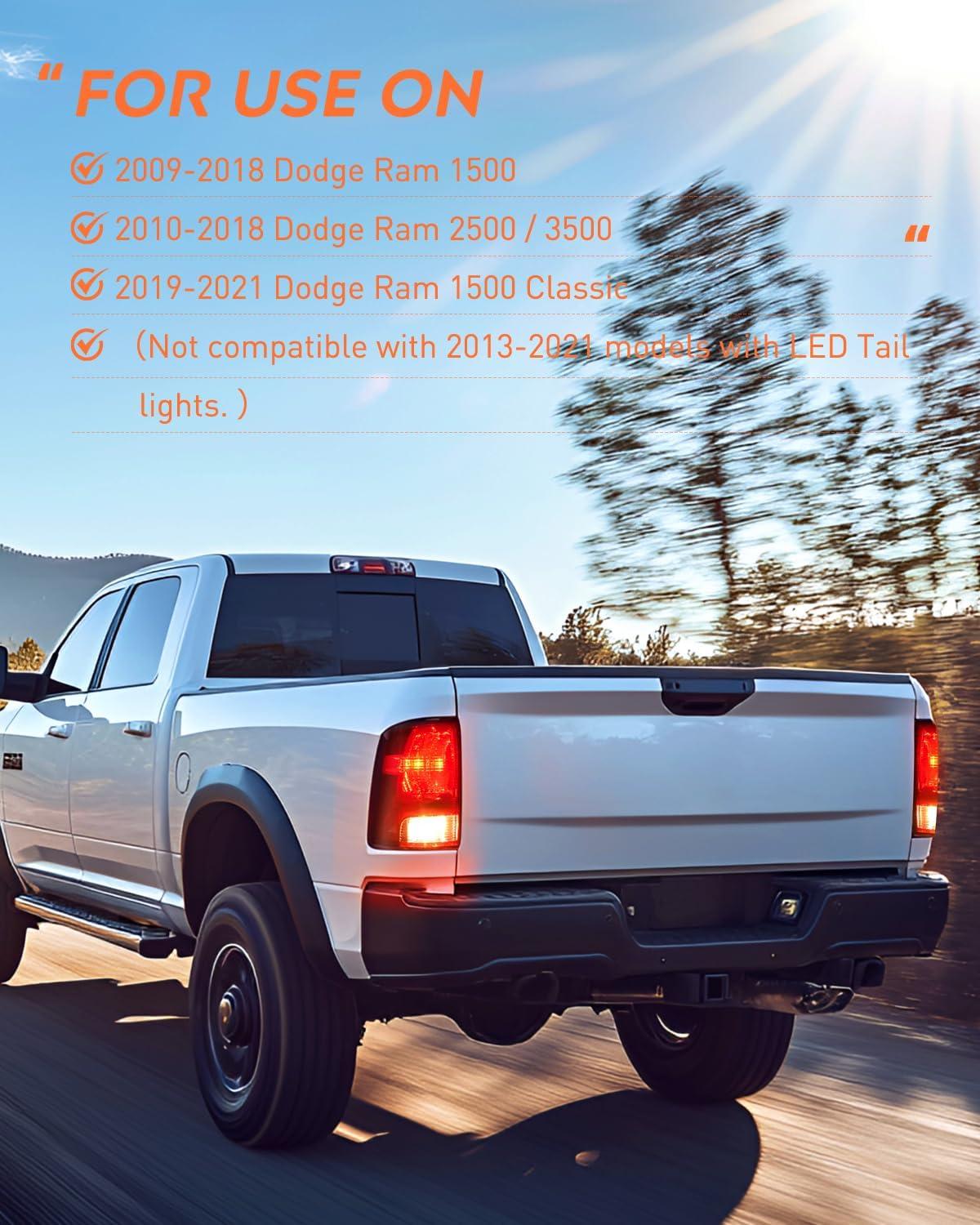 imageNilight Passenger Side Taillight Assembly for 2009 2010 2011 2012 2013 2014 2015 2016 2017 2018 Dodge Ram 1500 2500 3500 Rear Lamp Replacement OE Style wBulbs and Harness RightDark RedDriver Side