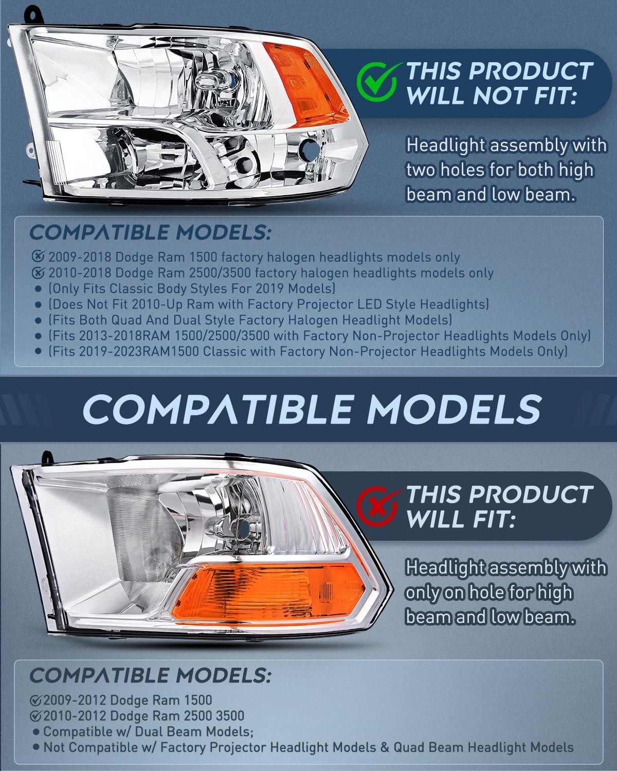 imageNilight Passenger Side Taillight Assembly for 2009 2010 2011 2012 2013 2014 2015 2016 2017 2018 Dodge Ram 1500 2500 3500 Rear Lamp Replacement OE Style wBulbs and Harness RightChrome Housing  Amber Reflector wTailight