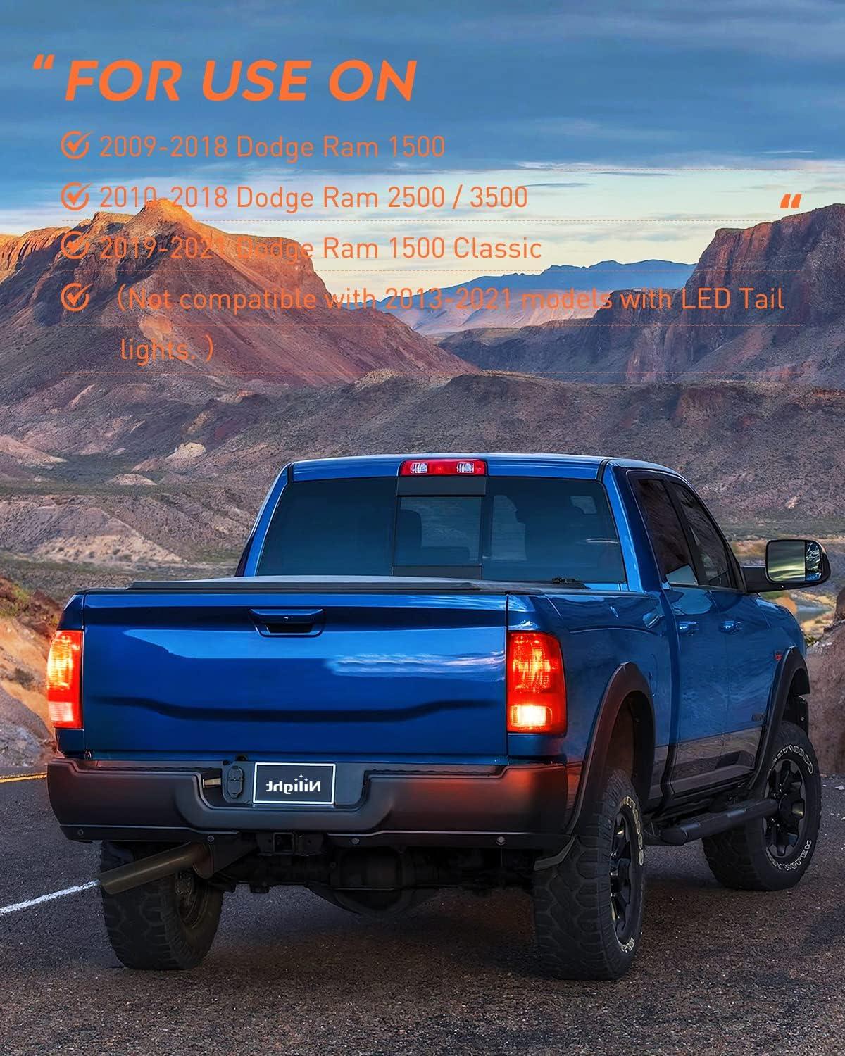 imageNilight Passenger Side Taillight Assembly for 2009 2010 2011 2012 2013 2014 2015 2016 2017 2018 Dodge Ram 1500 2500 3500 Rear Lamp Replacement OE Style wBulbs and Harness RightRedPassenger Side