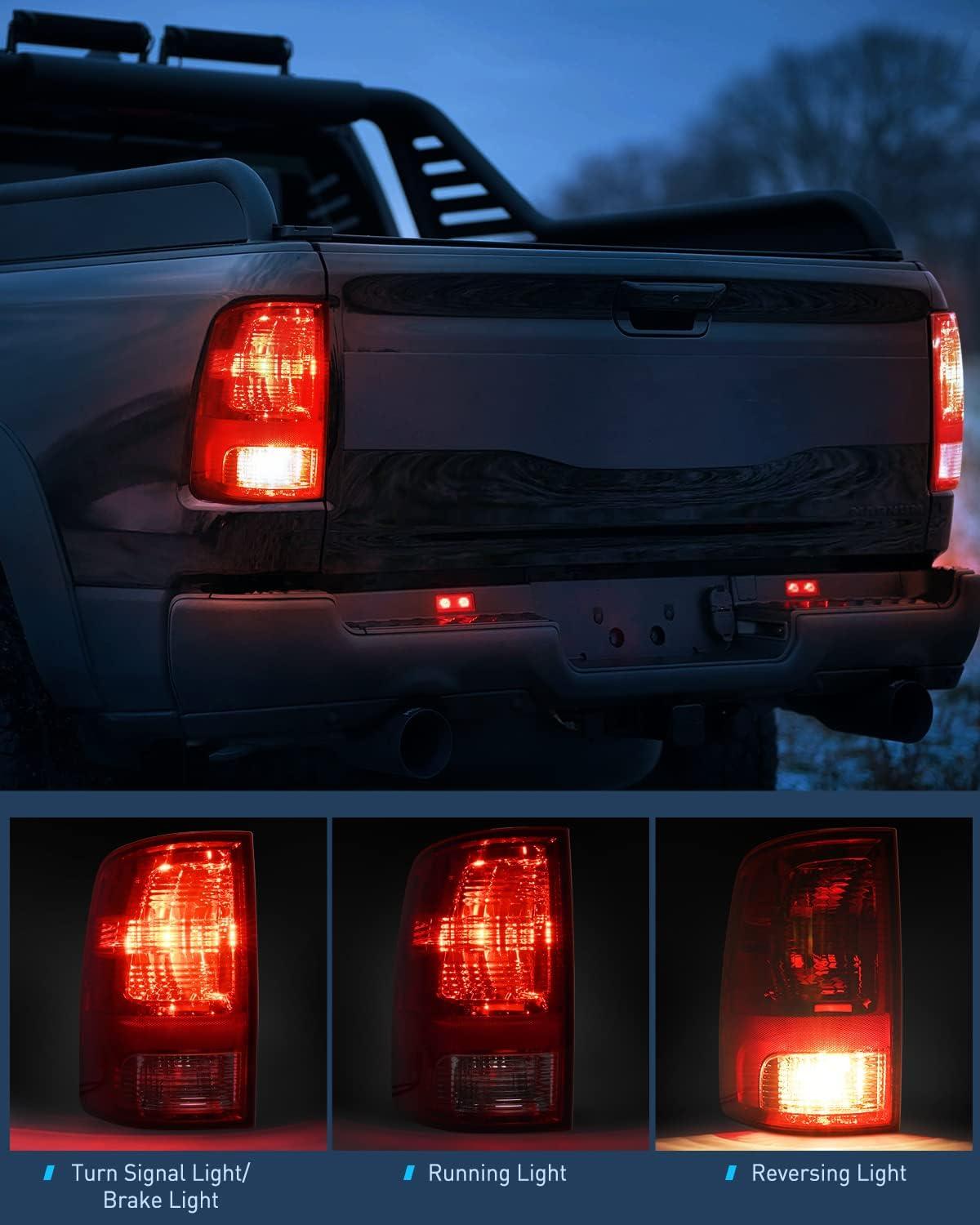 imageNilight Passenger Side Taillight Assembly for 2009 2010 2011 2012 2013 2014 2015 2016 2017 2018 Dodge Ram 1500 2500 3500 Rear Lamp Replacement OE Style wBulbs and Harness RightRedDriver Side