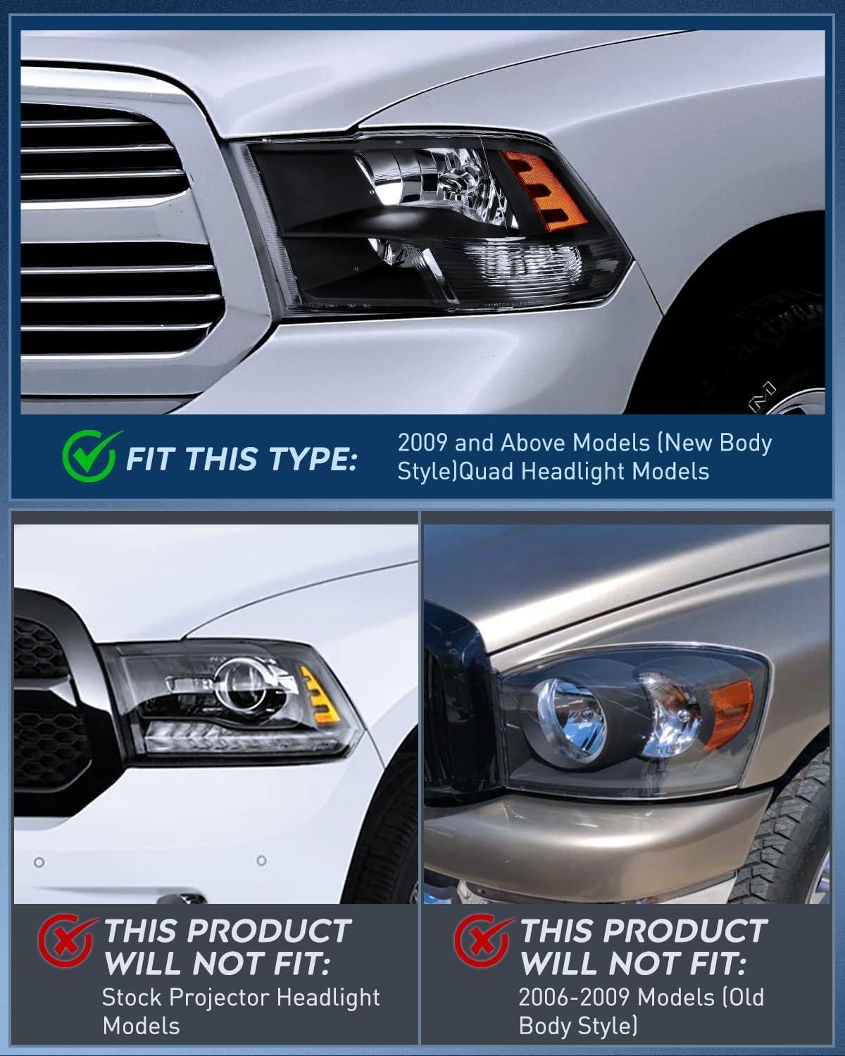 imageNilight Passenger Side Taillight Assembly for 2009 2010 2011 2012 2013 2014 2015 2016 2017 2018 Dodge Ram 1500 2500 3500 Rear Lamp Replacement OE Style wBulbs and Harness RightBlack Housing  Amber Reflector wTaillight