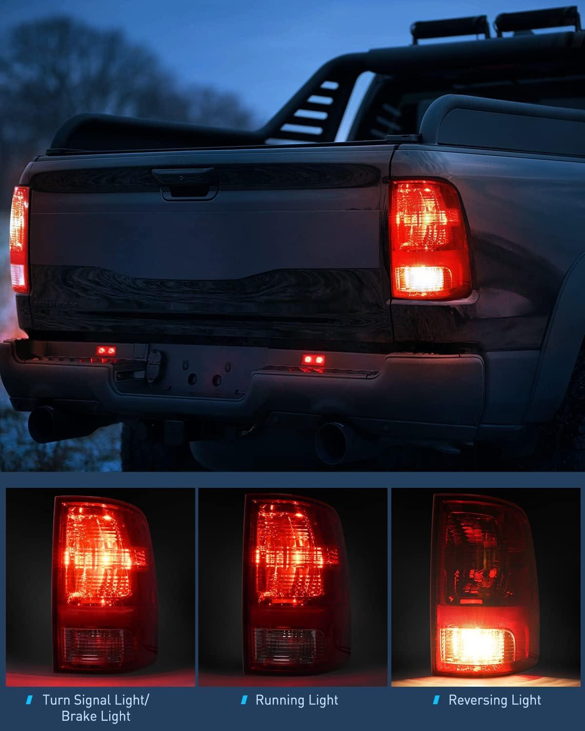 imageNilight Passenger Side Taillight Assembly for 2009 2010 2011 2012 2013 2014 2015 2016 2017 2018 Dodge Ram 1500 2500 3500 Rear Lamp Replacement OE Style wBulbs and Harness RightRedPassenger Side