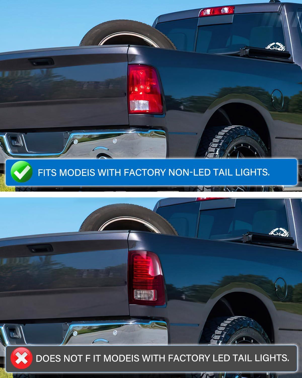 imageNilight Passenger Side Taillight Assembly for 2009 2010 2011 2012 2013 2014 2015 2016 2017 2018 Dodge Ram 1500 2500 3500 Rear Lamp Replacement OE Style wBulbs and Harness RightRedPassenger Side