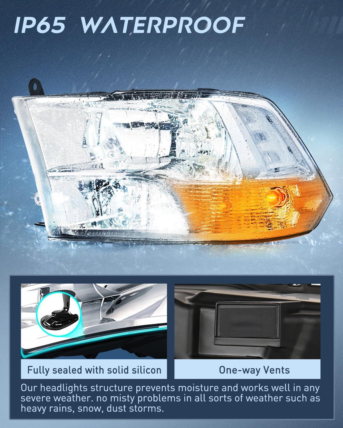 imageNilight Passenger Side Taillight Assembly for 2009 2010 2011 2012 2013 2014 2015 2016 2017 2018 Dodge Ram 1500 2500 3500 Rear Lamp Replacement OE Style wBulbs and Harness RightChrome Housing Clear Reflector