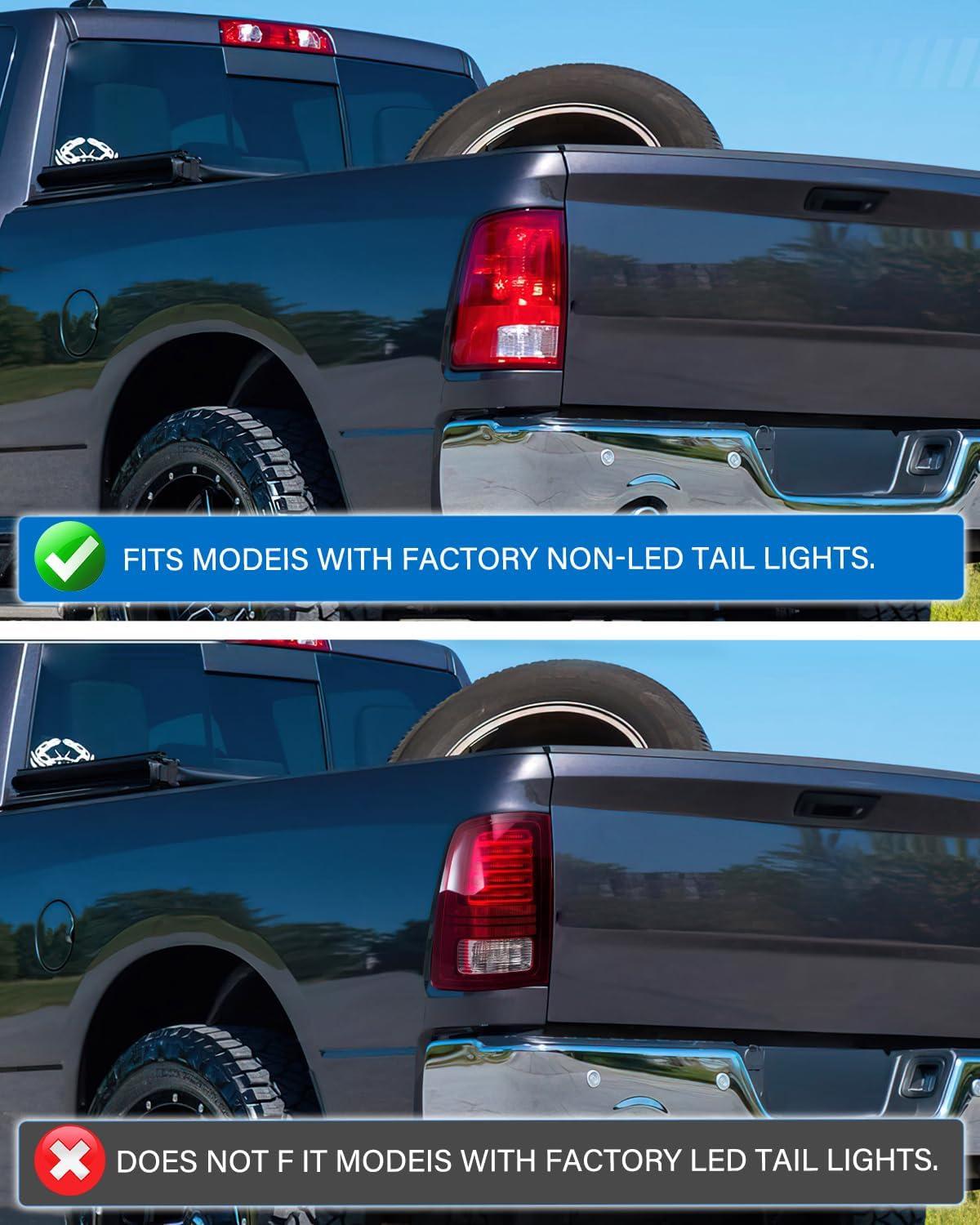 imageNilight Passenger Side Taillight Assembly for 2009 2010 2011 2012 2013 2014 2015 2016 2017 2018 Dodge Ram 1500 2500 3500 Rear Lamp Replacement OE Style wBulbs and Harness RightRedDriver Side