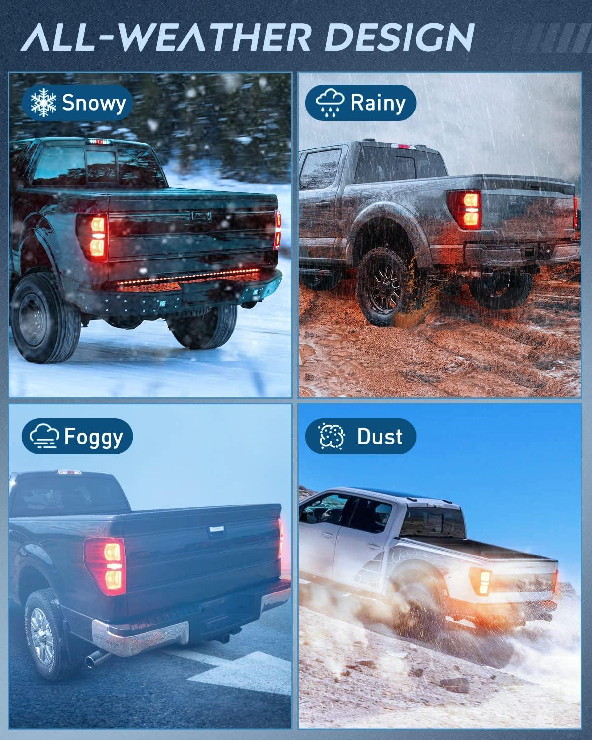 imageNilight Passenger Side Taillight Assembly for 2009 2010 2011 2012 2013 2014 Ford FF150 F150 Pickup Truck Right Rear Lamp Replacement OE Style Red Housing Tail lampBlackDriver Side