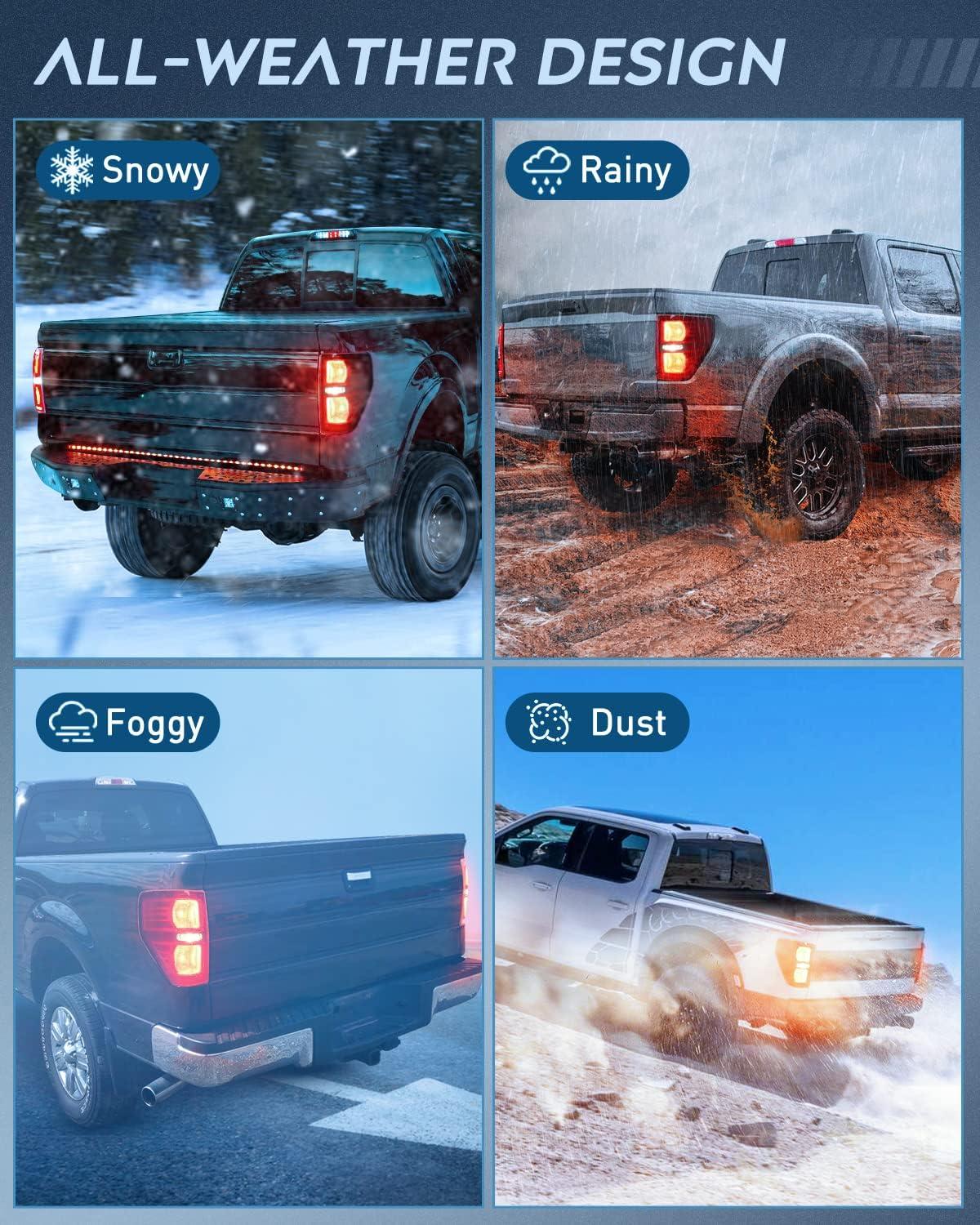 imageNilight Passenger Side Taillight Assembly for 2009 2010 2011 2012 2013 2014 Ford FF150 F150 Pickup Truck Right Rear Lamp Replacement OE Style Red Housing Tail lampBlackPair of Driver and Passenger Side