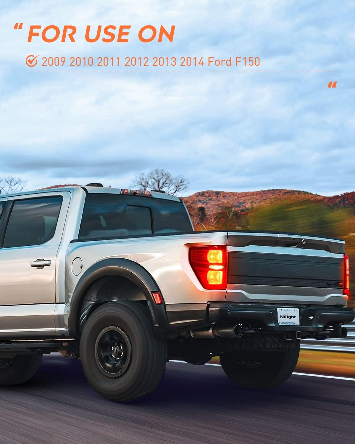 imageNilight Passenger Side Taillight Assembly for 2009 2010 2011 2012 2013 2014 Ford FF150 F150 Pickup Truck Right Rear Lamp Replacement OE Style Red Housing Tail lampBlackPair of Driver and Passenger Side