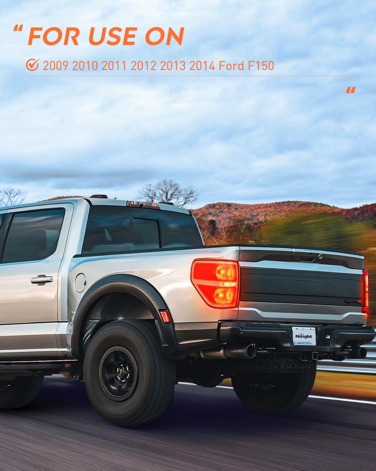 imageNilight Passenger Side Taillight Assembly for 2009 2010 2011 2012 2013 2014 Ford FF150 F150 Pickup Truck Right Rear Lamp Replacement OE Style Red Housing Tail lampChromeDriver Side