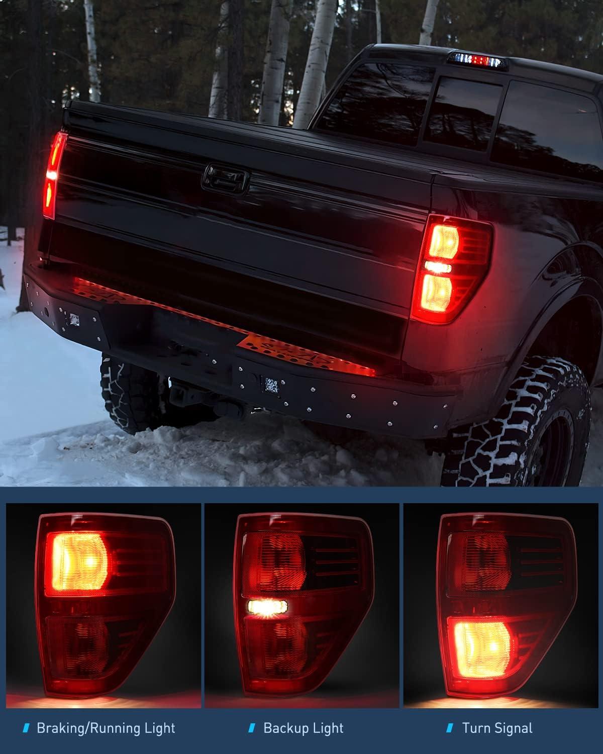 imageNilight Passenger Side Taillight Assembly for 2009 2010 2011 2012 2013 2014 Ford FF150 F150 Pickup Truck Right Rear Lamp Replacement OE Style Red Housing Tail lampBlackPassenger Side