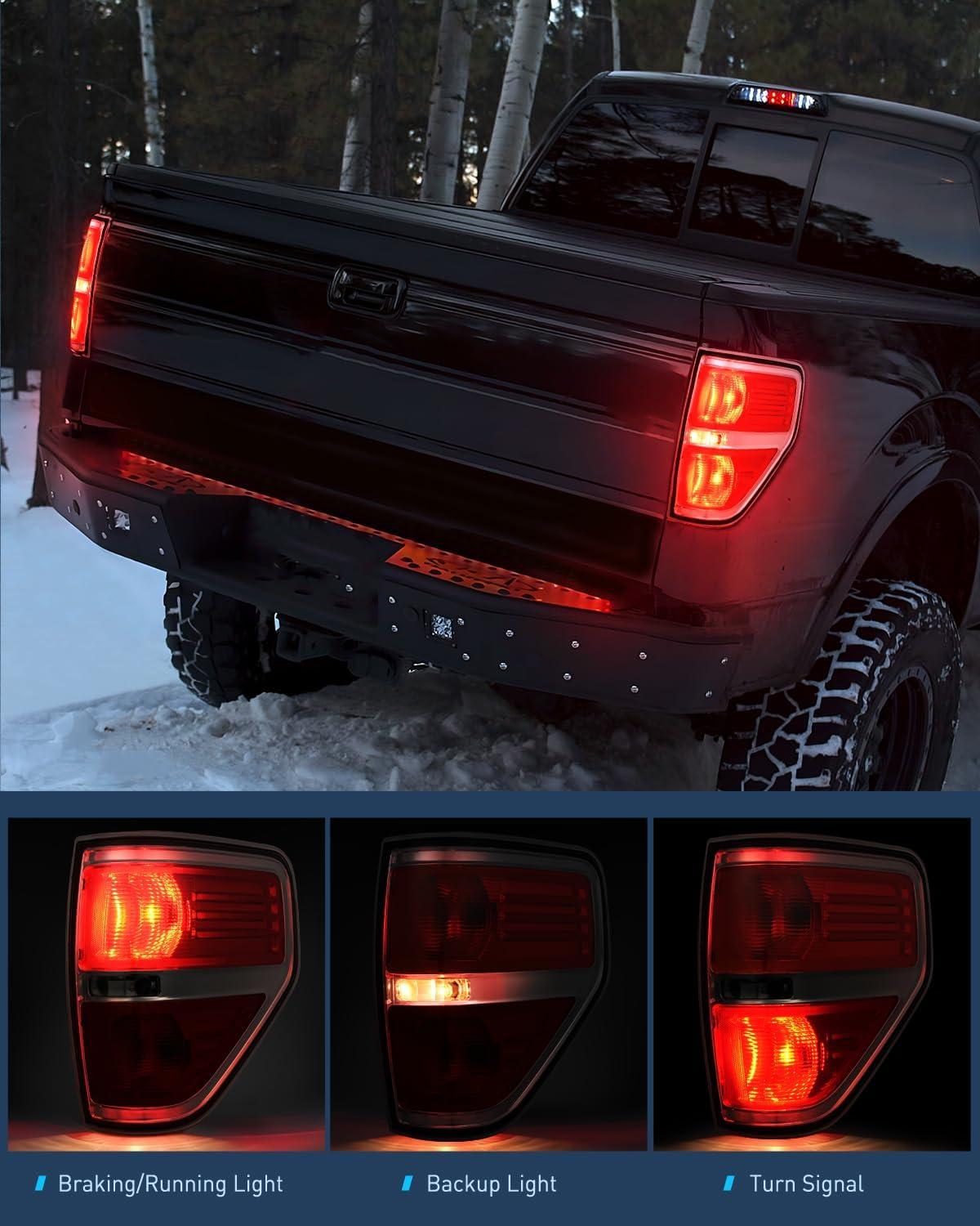 imageNilight Passenger Side Taillight Assembly for 2009 2010 2011 2012 2013 2014 Ford FF150 F150 Pickup Truck Right Rear Lamp Replacement OE Style Red Housing Tail lampChromePassenger Side