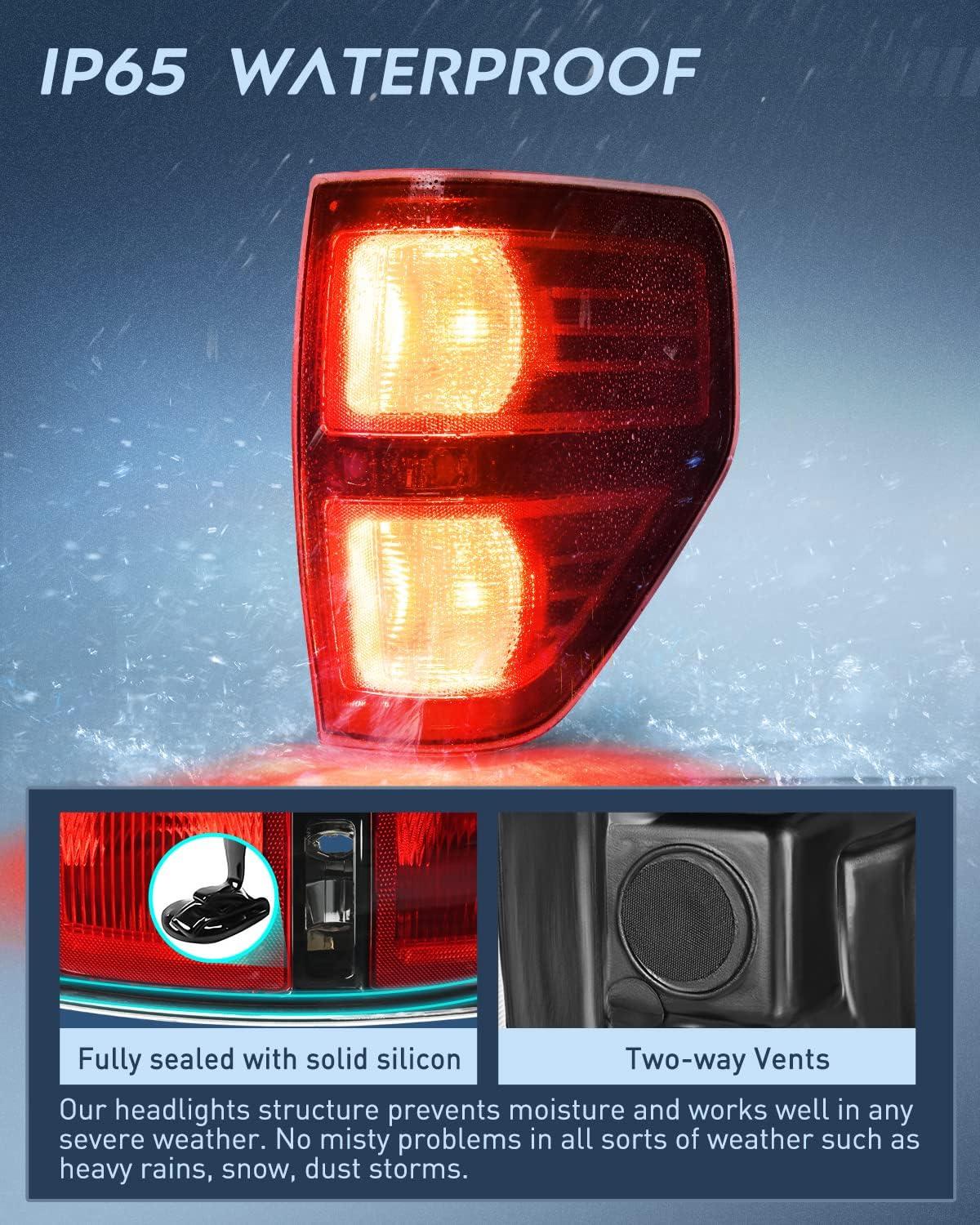 imageNilight Passenger Side Taillight Assembly for 2009 2010 2011 2012 2013 2014 Ford FF150 F150 Pickup Truck Right Rear Lamp Replacement OE Style Red Housing Tail lampBlackPassenger Side