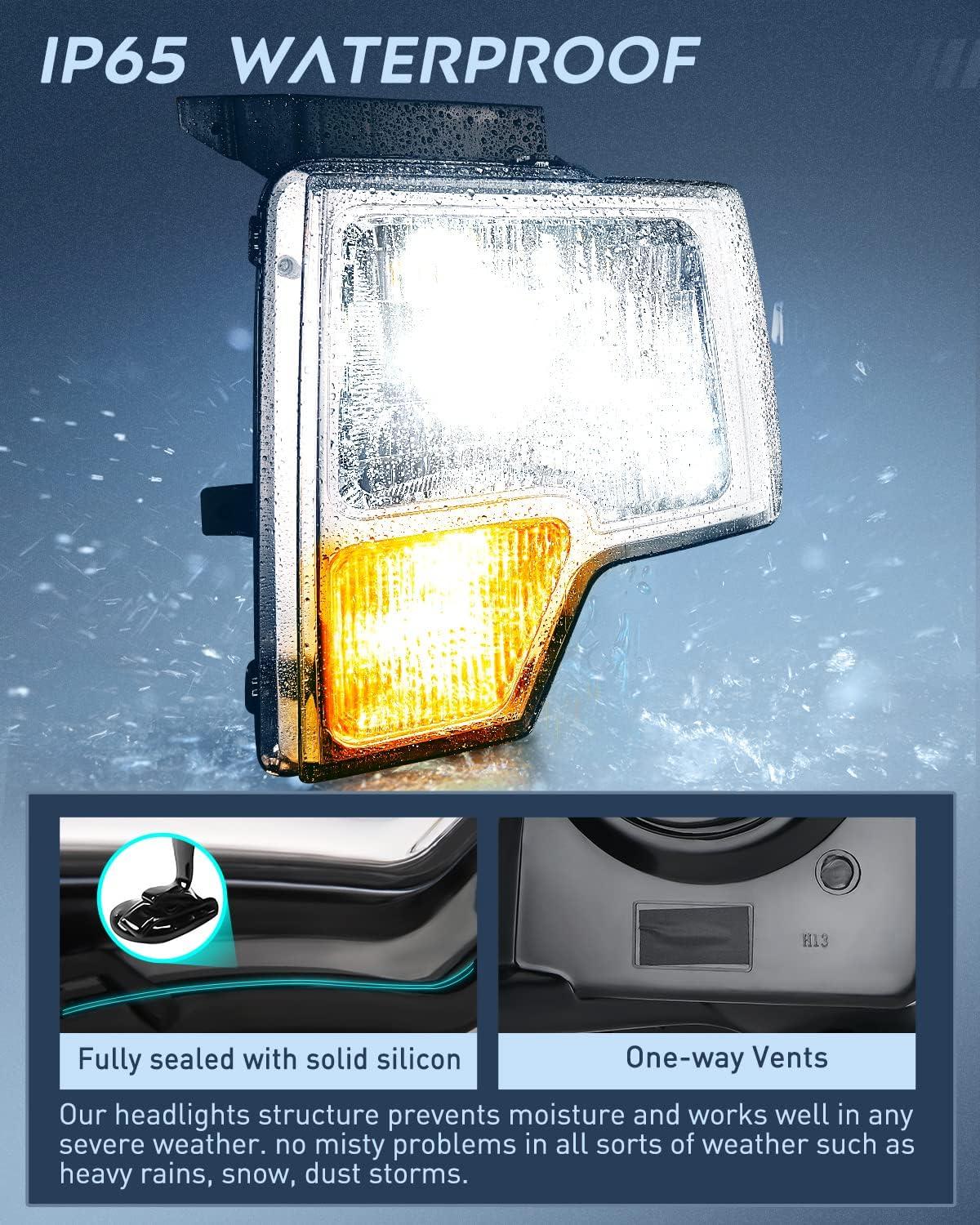 imageNilight Passenger Side Taillight Assembly for 2009 2010 2011 2012 2013 2014 Ford FF150 F150 Pickup Truck Right Rear Lamp Replacement OE Style Red Housing Tail lampChrome Housing Clear Reflector