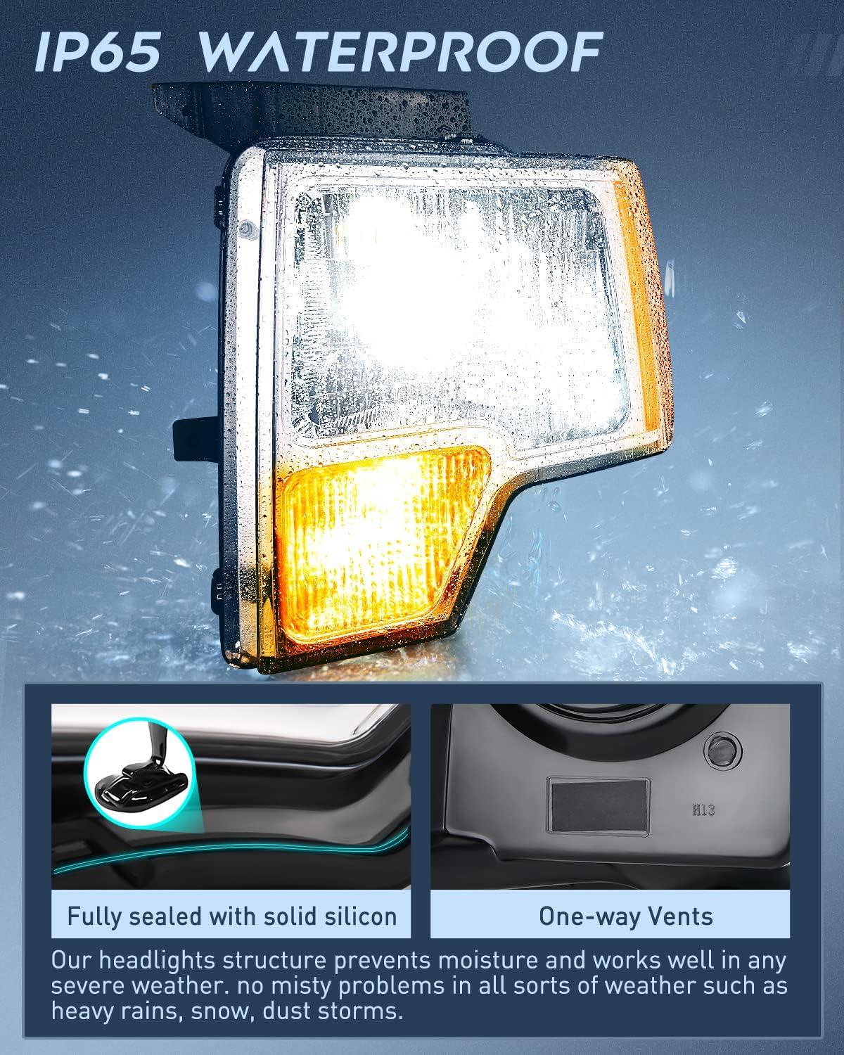 imageNilight Passenger Side Taillight Assembly for 2009 2010 2011 2012 2013 2014 Ford FF150 F150 Pickup Truck Right Rear Lamp Replacement OE Style Red Housing Tail lampChrome Housing  Amber Reflector