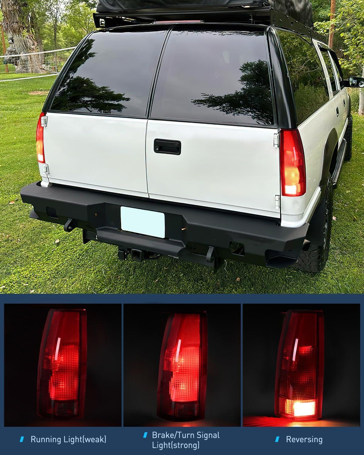imageNilight Taillight Assembly Compatible with 1988 1989 1990 1991 1992 1993 1994 1995 1996 1997 1998 1999 Chevy GMC CK Suburban Blazer Tahoe Yukon 1999 2000 Silverado Sierra Cadillac EscaladeChrome Housing  Clear wTailight