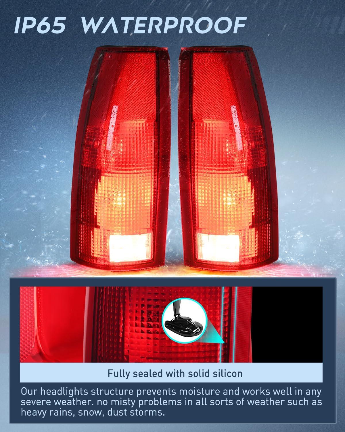 imageNilight Taillight Assembly Compatible with 1988 1989 1990 1991 1992 1993 1994 1995 1996 1997 1998 1999 Chevy GMC CK Suburban Blazer Tahoe Yukon 1999 2000 Silverado Sierra Cadillac EscaladePair of Driver and Passenger Side