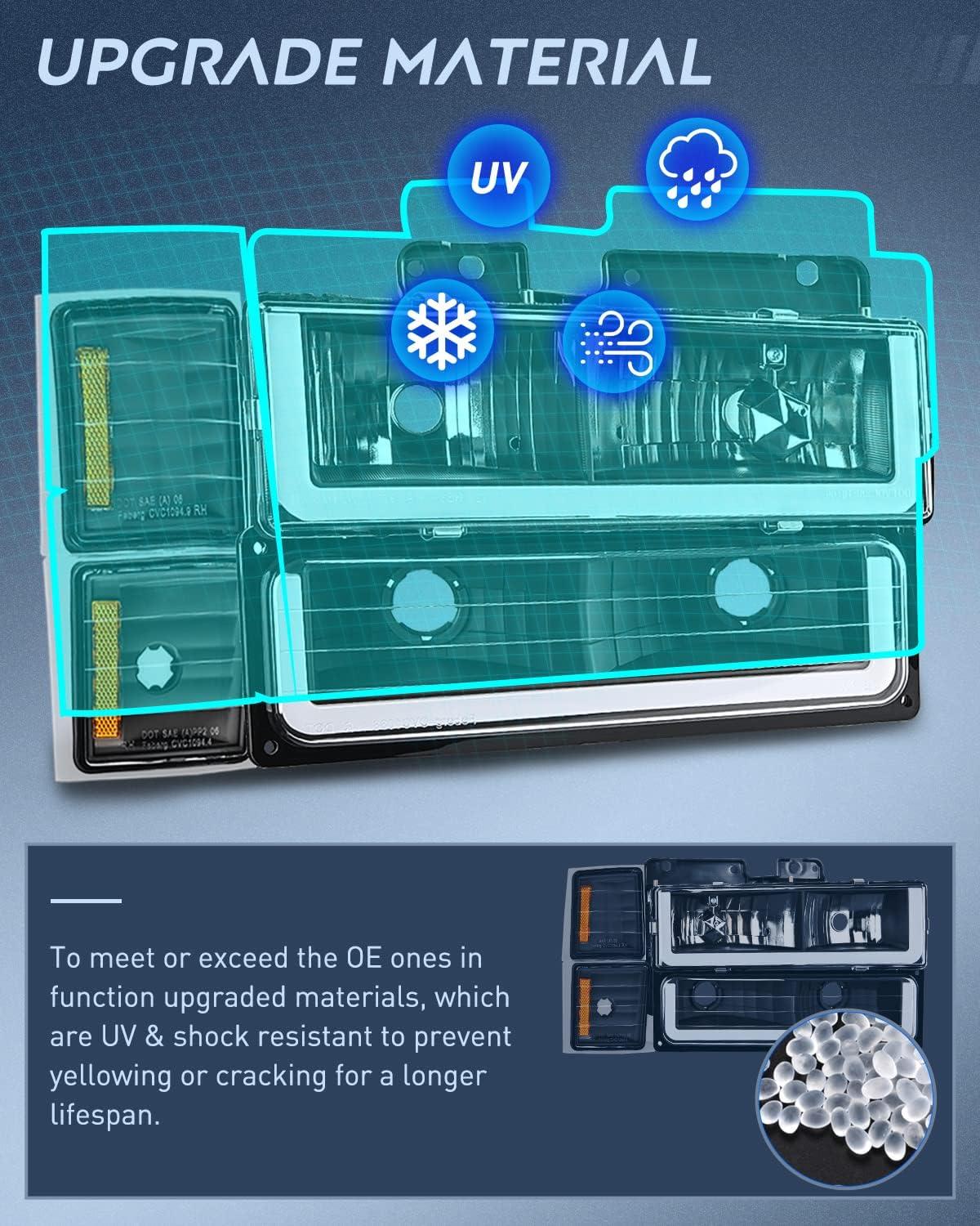 imageNilight Taillight Assembly Compatible with 1988 1989 1990 1991 1992 1993 1994 1995 1996 1997 1998 1999 Chevy GMC CK Suburban Blazer Tahoe Yukon 1999 2000 Silverado Sierra Cadillac EscaladeBlack  Amber Reflector