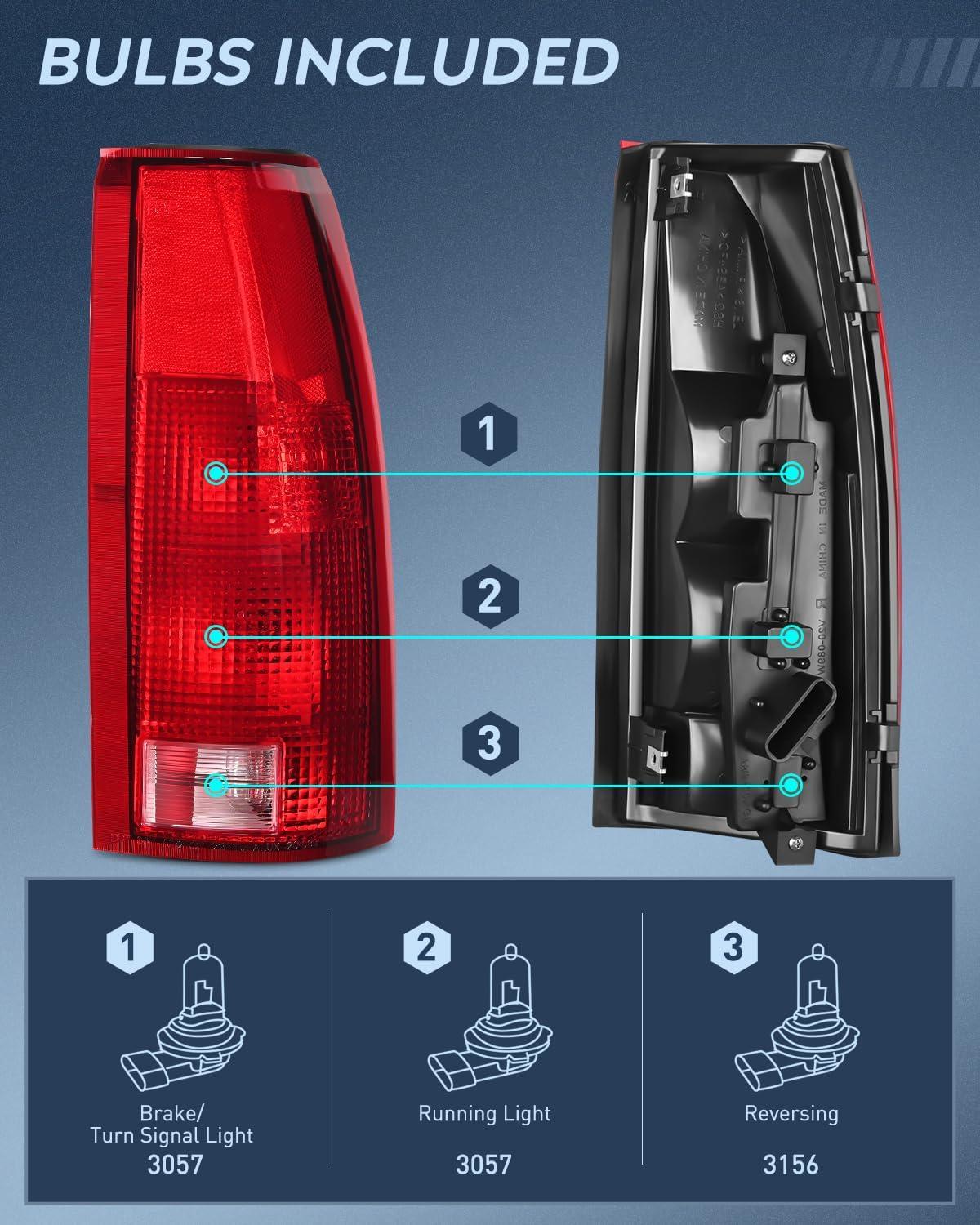 imageNilight Taillight Assembly Compatible with 1988 1989 1990 1991 1992 1993 1994 1995 1996 1997 1998 1999 Chevy GMC CK Suburban Blazer Tahoe Yukon 1999 2000 Silverado Sierra Cadillac EscaladePassenger Side