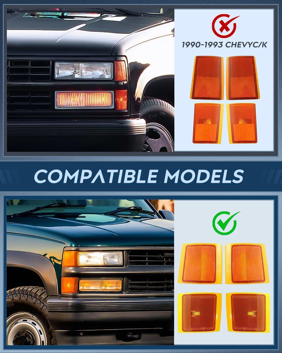 imageNilight Taillight Assembly Compatible with 1988 1989 1990 1991 1992 1993 1994 1995 1996 1997 1998 1999 Chevy GMC CK Suburban Blazer Tahoe Yukon 1999 2000 Silverado Sierra Cadillac EscaladeSmoke Lens Amber Reflector wTaillight