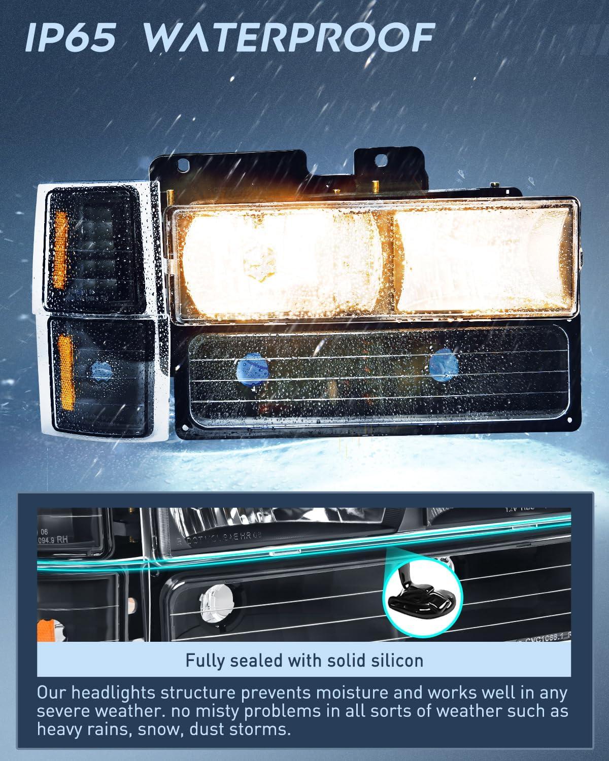 imageNilight Taillight Assembly Compatible with 1988 1989 1990 1991 1992 1993 1994 1995 1996 1997 1998 1999 Chevy GMC CK Suburban Blazer Tahoe Yukon 1999 2000 Silverado Sierra Cadillac EscaladeBlack Housing  Amber Reflector