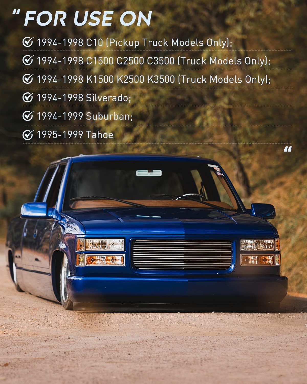 imageNilight Taillight Assembly Compatible with 1988 1989 1990 1991 1992 1993 1994 1995 1996 1997 1998 1999 Chevy GMC CK Suburban Blazer Tahoe Yukon 1999 2000 Silverado Sierra Cadillac EscaladeChrome Housing  Amber Reflector