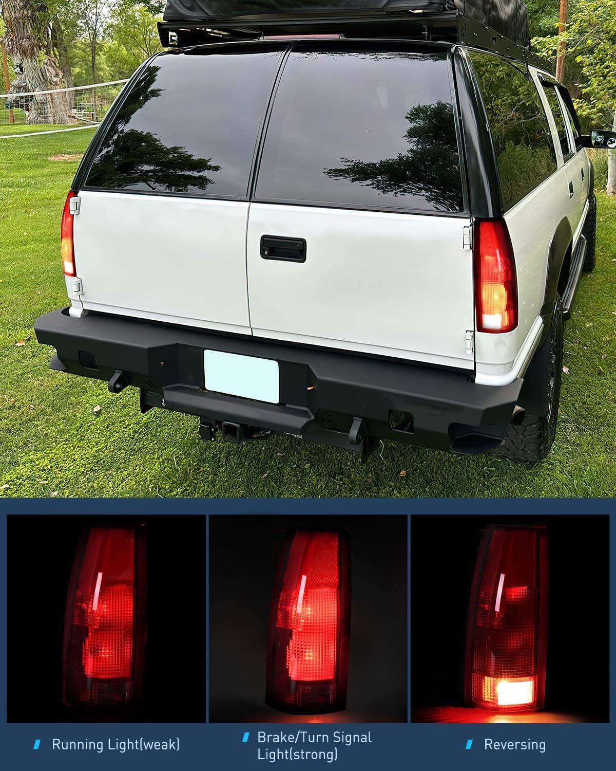 imageNilight Taillight Assembly Compatible with 1988 1989 1990 1991 1992 1993 1994 1995 1996 1997 1998 1999 Chevy GMC CK Suburban Blazer Tahoe Yukon 1999 2000 Silverado Sierra Cadillac EscaladeBlack Housing  Amber Reflector wTailight
